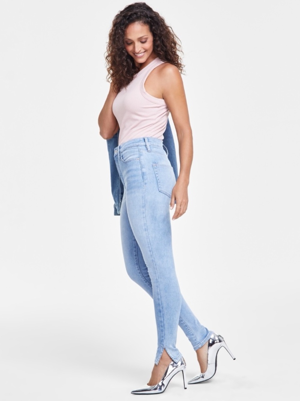NWT INC Light Indigo Jeans high rise side slit - Picture 3 of 4
